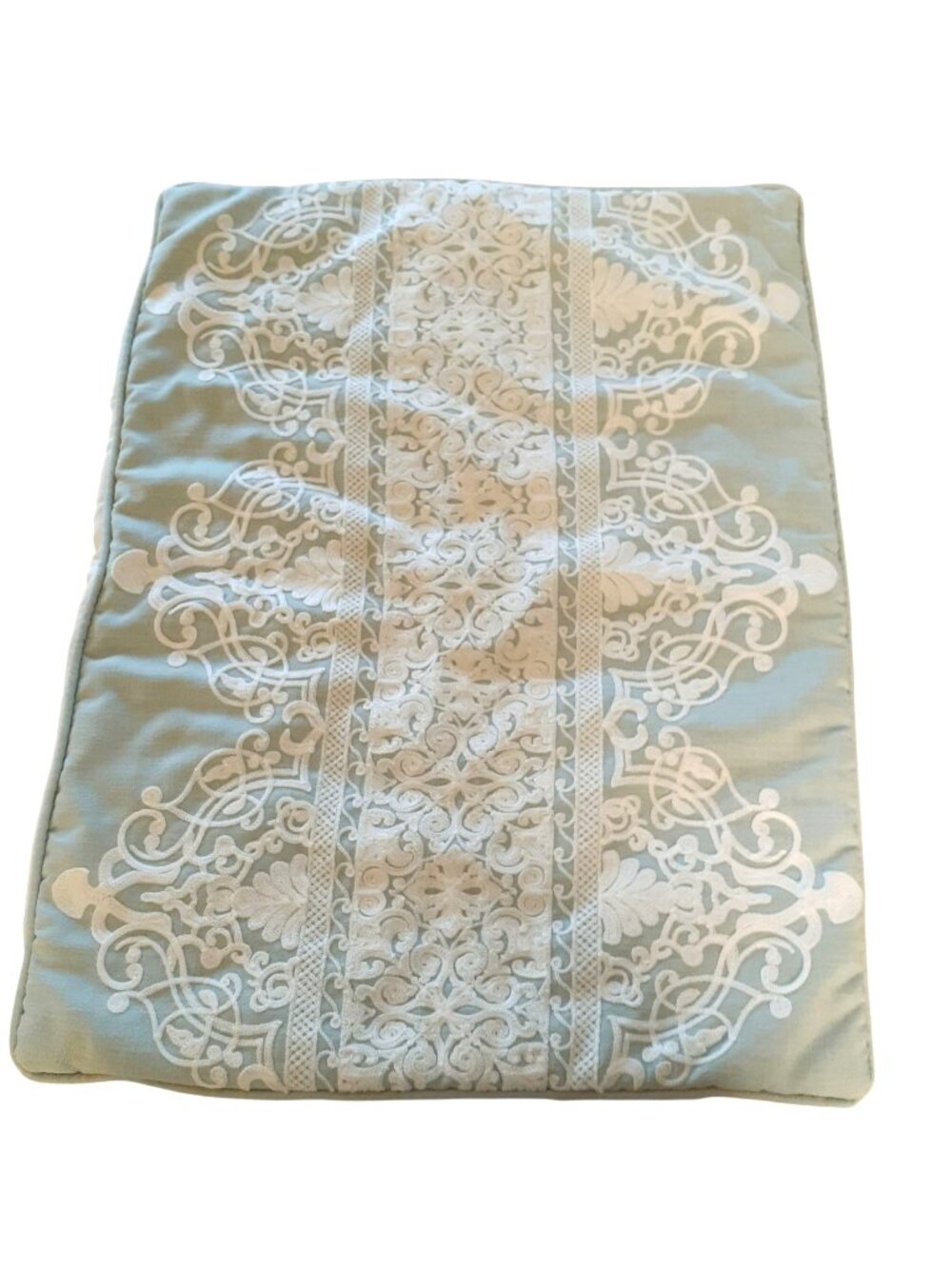 J. Queen Pillow 19"W x 26"L Sage Green with Cream Embossed Design